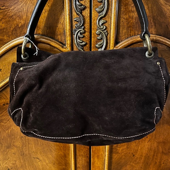 Karl Mannise, made in Italy. Pink and Brown Suede Purse - Picture 2 of 13